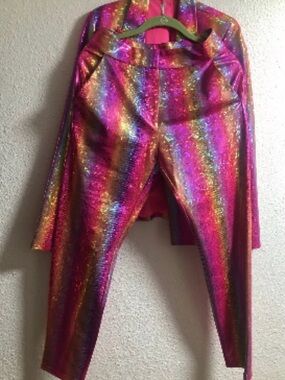 L'ATISTE Iridescent Pink Holographic pantsuit